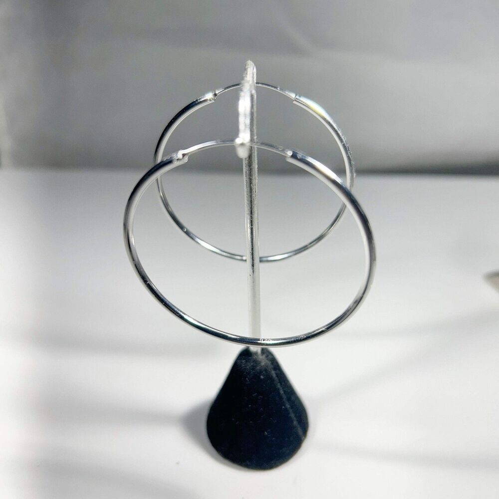 50mm Sterling Silver Endless Hoop Earrings - Classic & Timeless Design - Picture 2 of 2